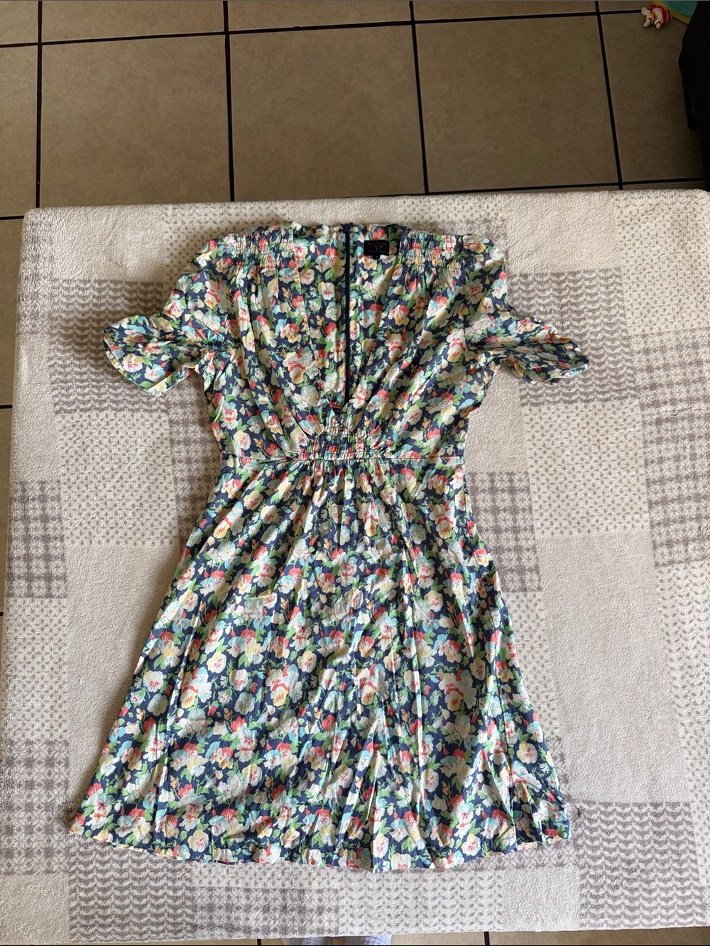 Kate moss top shop size 8 Navy Floral Elastic-Waist Short Dress